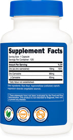 Nutricost Zinc Carnosine 86mg, 120 Capsules - Non-GMO, Gluten Free, Zinc L-Carnosine Supplement