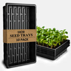 10-Pack Heavy-Duty 1020 Seed Trays – Durable, Thick Plastic Flats for Seed Starting, Microgreens & Transplanting – Fits 7.3'' Humidity Dome and 4'' Planter (21" x 11", 2.76" Deep, No Drain Hole)