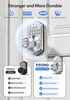 TEEHO TE003 Keyless Entry Keypad Door Lock with Handle, Electronic Digital Smart Locks for Front Door, Smart Door Knob with Code for Bedroom, Auto Lock, Passage Mode, Easy to Install, Satin Nickel