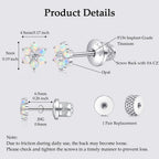 Limerencia Titanium Flat Back Screw Back Stud Earrings for Women Men