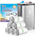 Teivio 8 Gallon 210 Counts Strong Drawstring Trash Bags Garbage Bags, Medium Kitchen Trash Can Bathroom Bin Liners, Plastic Trash Bags for Home Kitchen Office, White