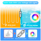 LyLmLe LED Pool Lights, 20W Smart RGB Magnetic Submersible Light with APP Control, 800lm Dimmable, IP68 Waterproof 12V Nicheless Underwater Lights for Inground Aboveground Pools