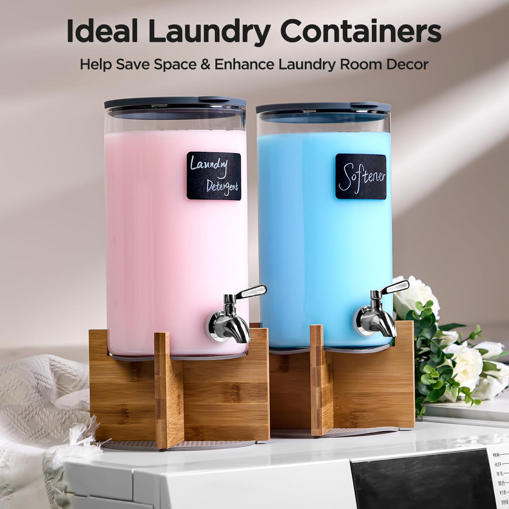 Spreccio Glass Laundry Detergent Dispenser with Holder,1.1 Gallon Laundry Liquid Dispensers with Stainless-Steel Tap,Large Glass Fabric Softener Containers with Stand for Laundry Room Organization
