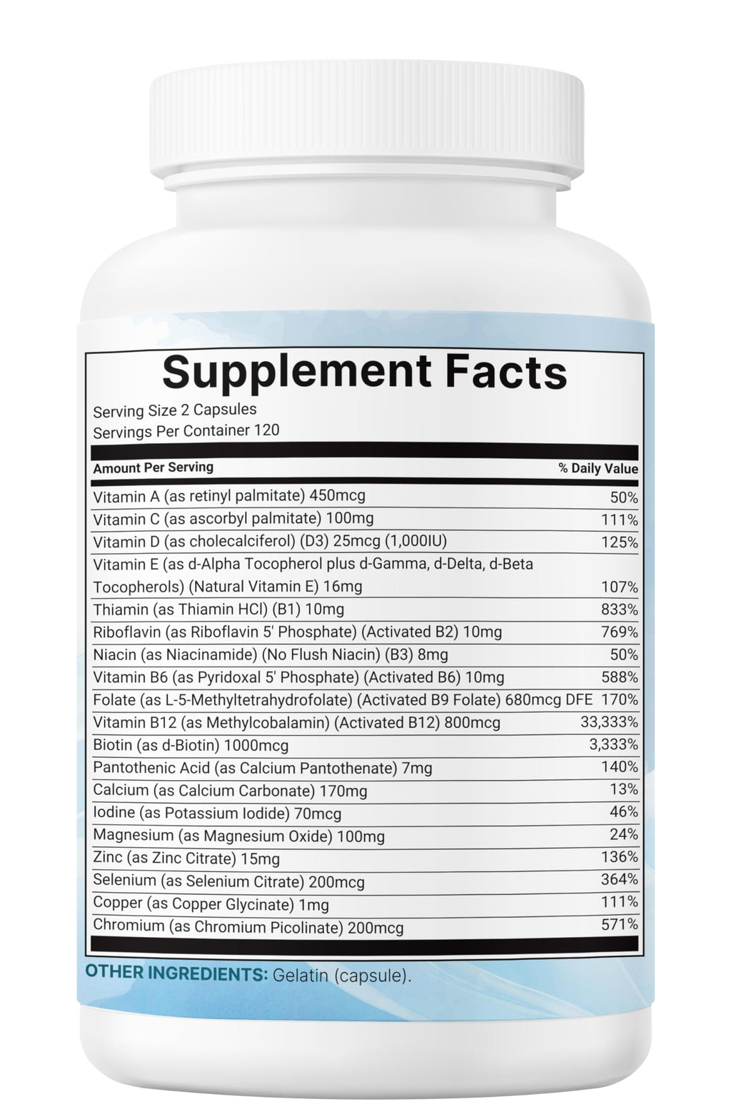 Micro Ingredients 2 Pack Pure Methylated Multivitamin, 480 Capsules | 19-in-1 Formula with Vitamins C, D, B12, Folate, Magnesium, Zinc, & More | Supports Daily Wellness & Immune Health | Filler Free