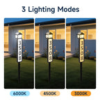 GJB Solar Address Sign for Outside, Solar Powered House Numbers Light with 3 Color Modes, Waterproof LED Illuminated Address Plaque with Stake, Numbers & Letters Included (Matte Black)