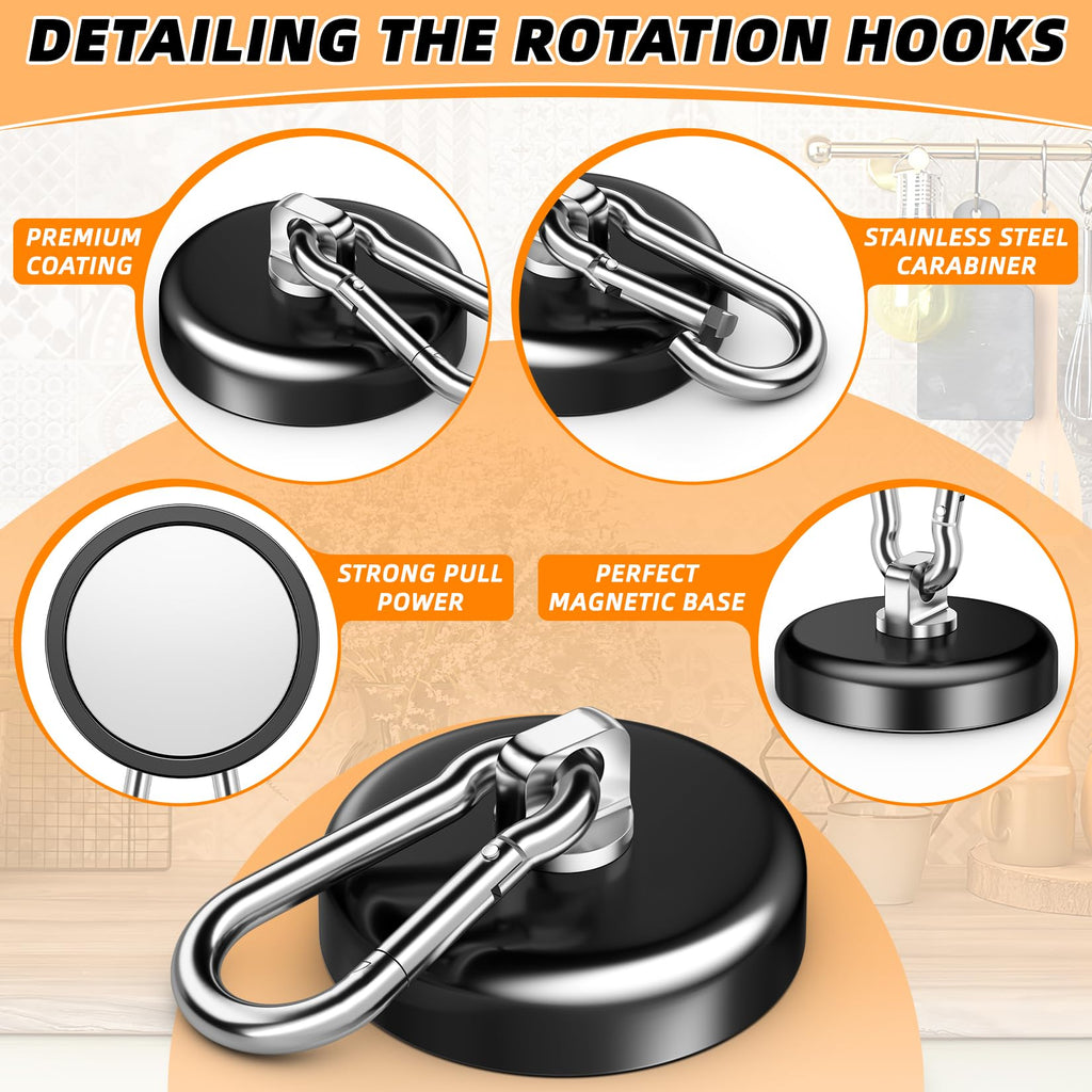 FINDMAG 170 LBS Magnetic Hooks, Strong Magnets Heavy Duty, 2 Pack