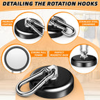 FINDMAG 170 LBS Magnetic Hooks, Strong Magnets Heavy Duty, 2 Pack