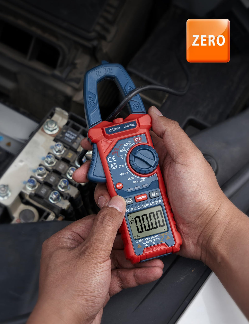AstroAI Digital Clamp Meter Multimeter 4000 Counts Auto-ranging Amp Tester Measuring AC/DC Voltage & Current, Resistance, Capacitance, Frequency, Continuity, Live Wire Test, NCV Detection, Blue