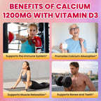 Calcium Citrate Gummies - 1200mg Calcium Gummies Supplements for Women & Men with Vitamin D3, K2, Magnesium, Zinc High Absorption for Bone, Muscle & Immune Support, Fruit Flavor, 60 Count