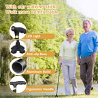 Hedkin Walking Cane with LED Light, Foldable,Adjustable, Self Standing Walking Canes for Men & Women,Walking Sticks with Quad Base for Seniors & Adults