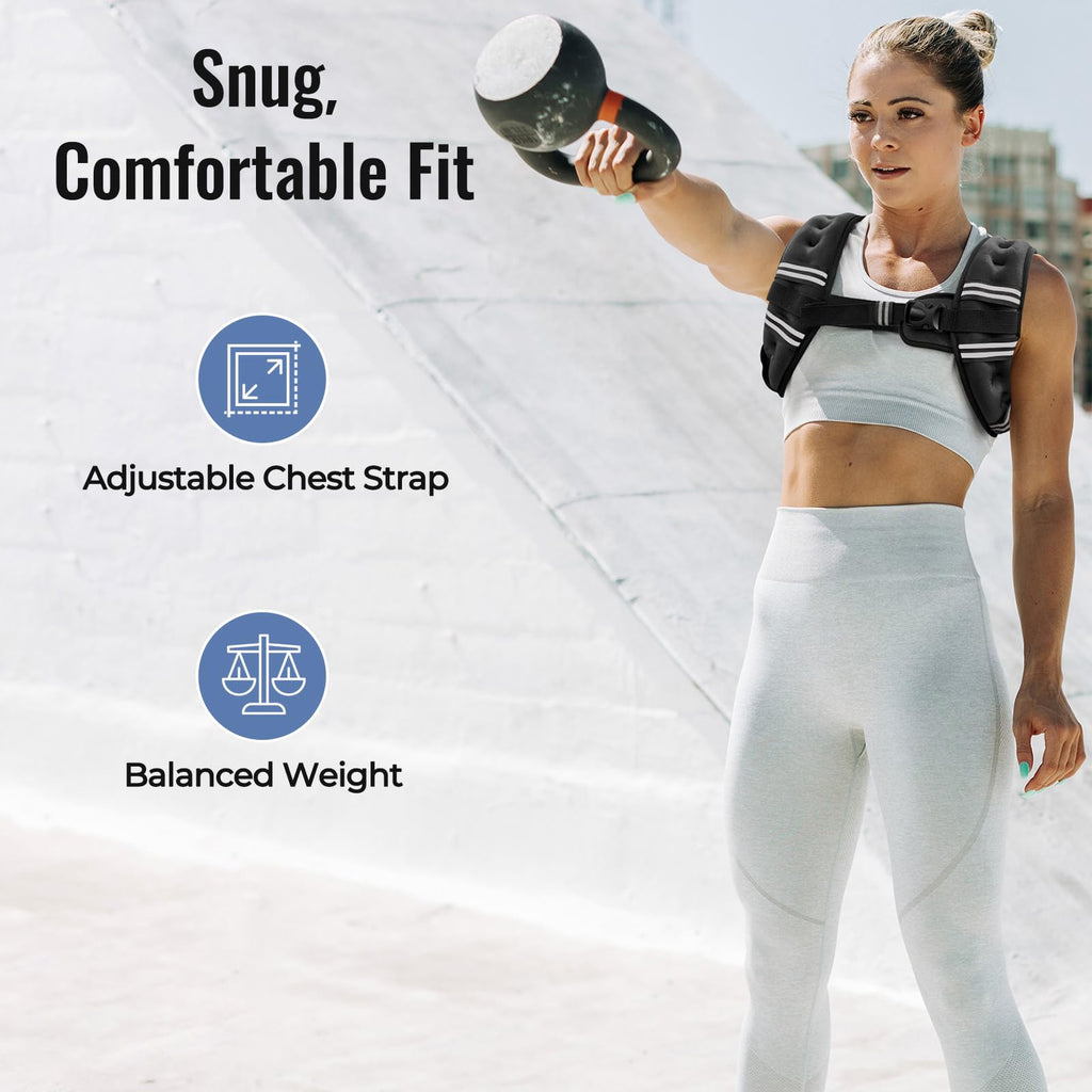Zeerun Weighted Vest, 6/8/10/12/15/18/20/24/30LB for Men Women, 15LBS-Black