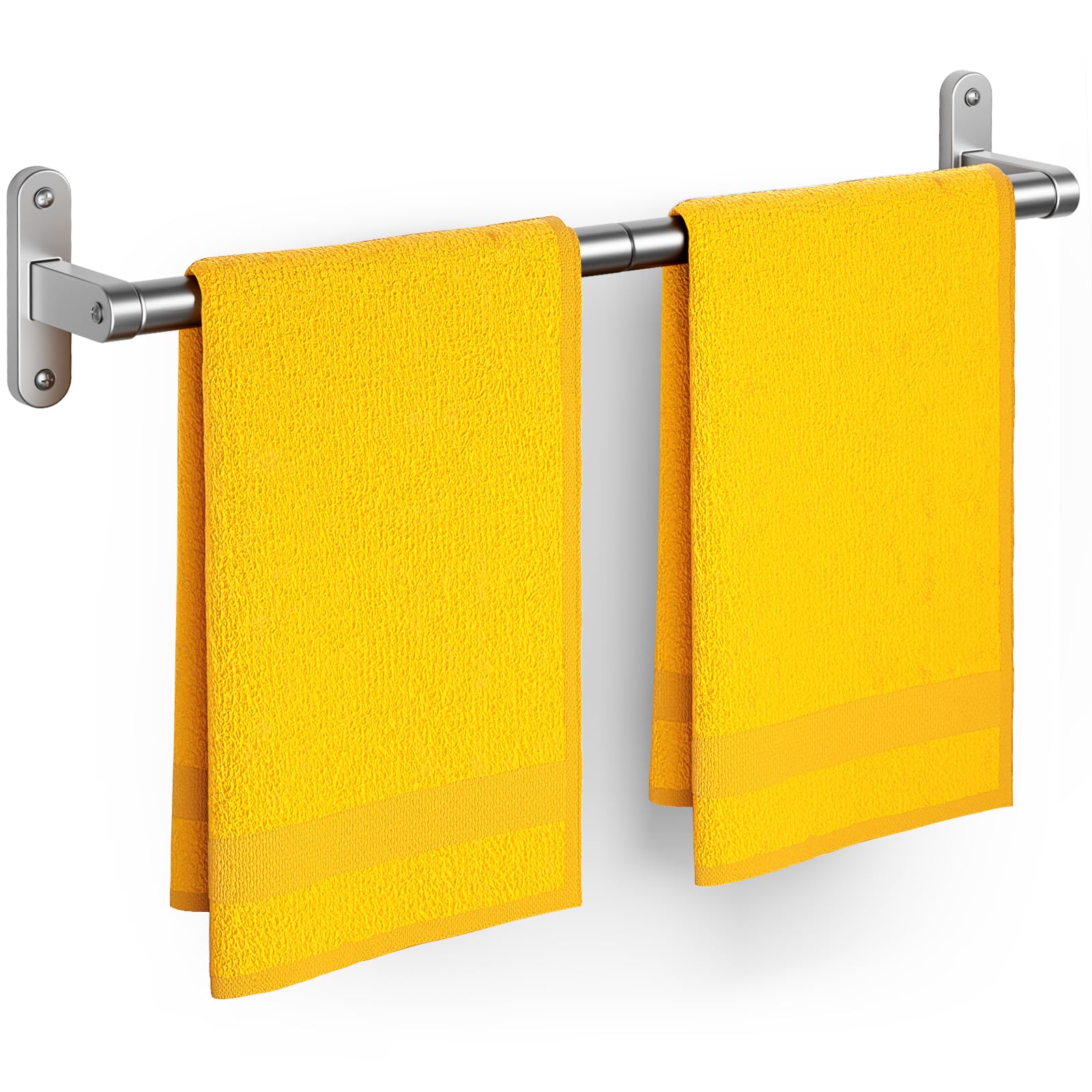 Powools Brushed Nickel Towel Rack for Bathroom - 24" Rustproof Towel Holder, Sturdy Towel Bar Wall Mounted, Space-Saving Towel Hanger, Bathroom Accessories, Home Decor, Apparment Essentials