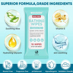 100 XL Bathing Wipes No Rinse for Adults, Shower Wipe - Extra Thick & Large Body Cleansing Wipe for Elderly, Men & Women, Soft & Gentle Disposable Bath Wipes for Travel, Camping