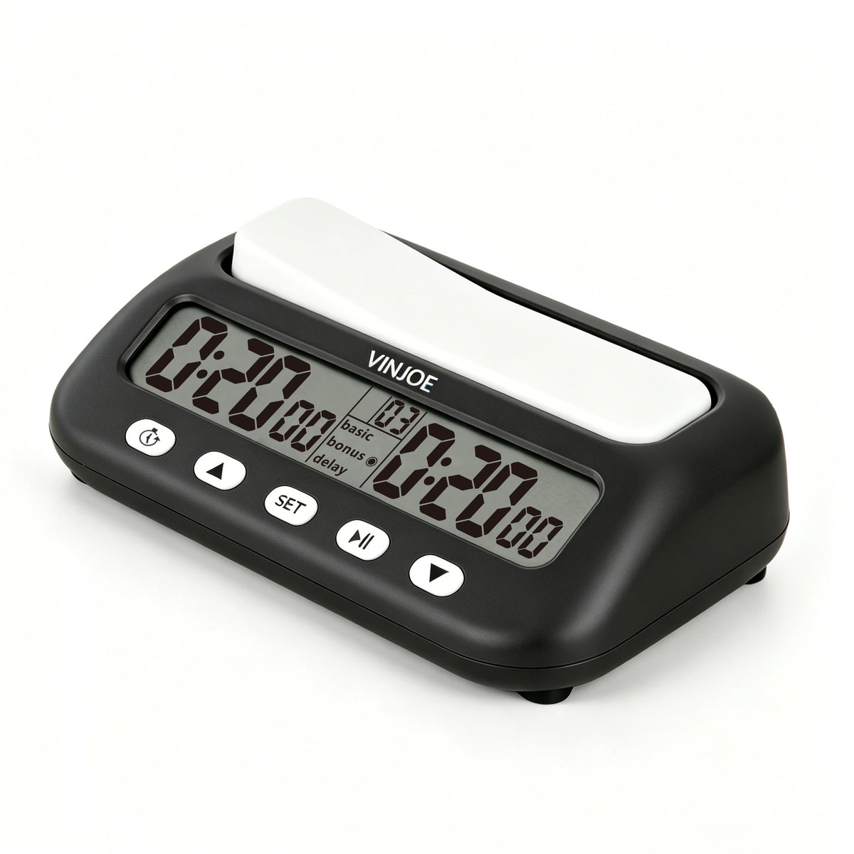 VINJOE Chess Clock Digital Chess Timer Professional for Board Games,Portable Digital Chess Clock & Game Timer with Basic,Bonus,Delay and Positive Time Features Best Gifts for Christmas(Without Battery