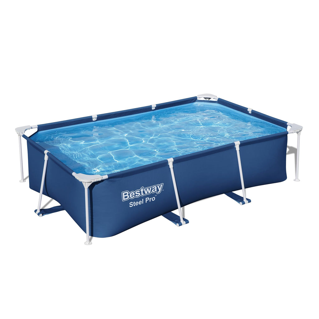 Bestway Steel Pro 8.5 Feet x 67 Inch x 24 Inch Rectangular Steel Frame Above Ground Outdoor Backyard Swimming Pool, Blue (Pool Only)