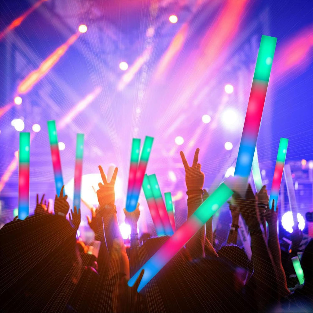 SHQDD 44 PCS Foam Glow Sticks Bulk with 3 Modes Colorful Flashing, Glow Sticks Pack, Foam Light Up Sticks, Glow in Dark Party Supplies for Wedding, Raves, Party, Halloween, 4th of July