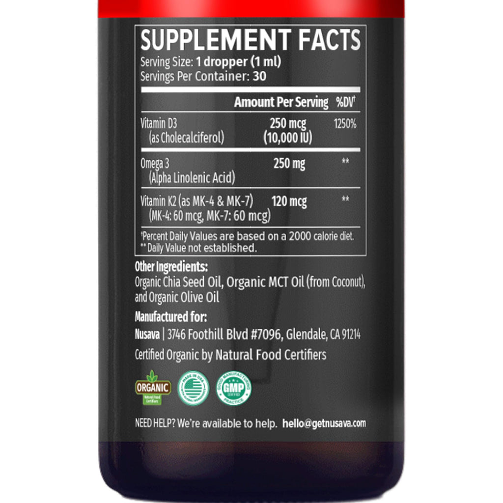 (2 Pack) Extra Strength Organic Vitamin D3 K2 Drops with MCT Oil, Omega 3, 10000 IU - Vitamin D Liquid, No Fillers, Non-GMO D3 for Faster Absorption and Immunity, Unflavored - (2 Fl Oz, 60 Servings)