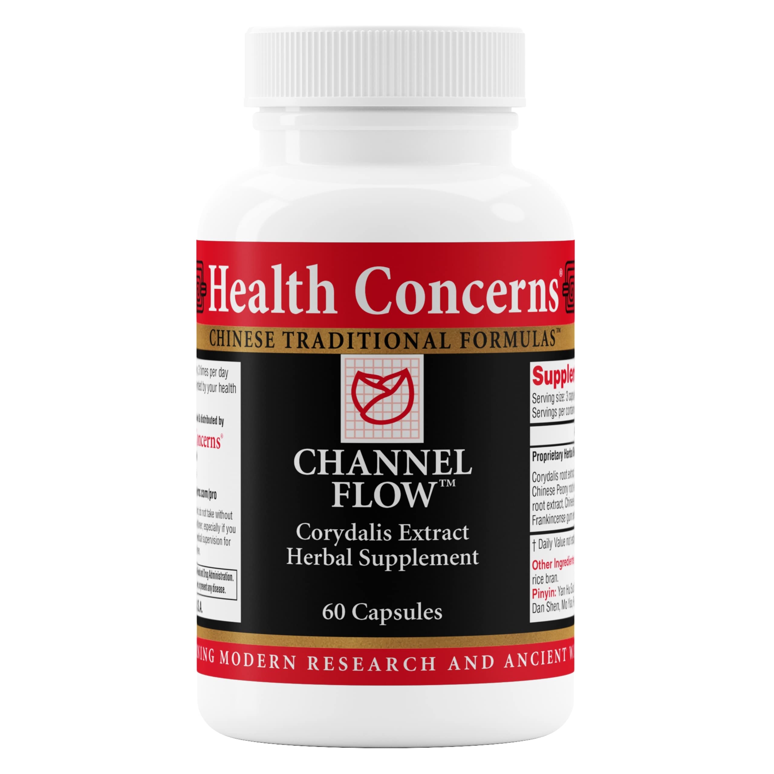 Health Concerns Channel Flow – Muscle Relaxation & Pain Support Supplement for Men & Women – Corydalis Root Extract – Chinese Herbal Formula for Headaches, Joint & Menstrual Discomfort – 60 Capsules