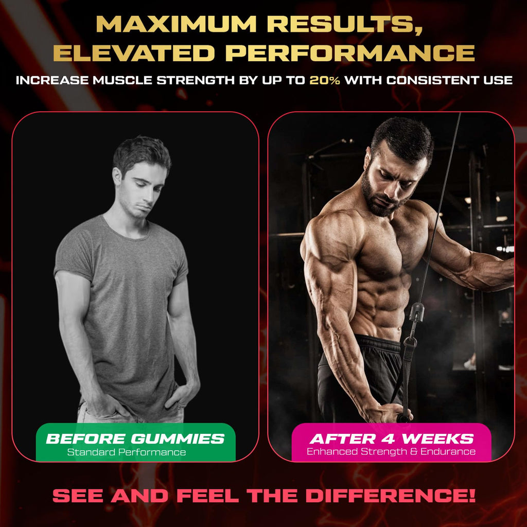 ZyterX Creatine Monohydrate Gummies for Men & Women, 9000MG Creatine Gummies Sugar Free with L-Taurine, BCAA 2:1, B12 B6 for Boost Strength, Focus & Endurance, Vegan, Non-GMO, Strawberry, 120pcs