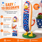 4th of July Porch Goose Outfit for 23" H 250th Anniversary Hot Dog Patriotic Goose Clothes American Flag Fits Independence Day Large Cement Statue Outdoor Patio Garden Yard Lawn Costume Decor