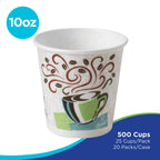 Dixie PerfecTouch 10 oz Paper Coffee Cups by GP PRO, Coffee Haze Design, 500 Count (25 Disposable Cups Sleeve, 20 Sleeves Case), 5310DX