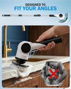 Electric Spin Scrubber, 3-Speed Cordless Shower Scrubber with 90° Adjustable & 10 Replaceable Brush Heads, 90 Mins Runtime & Full-Body IPX7 Waterproof Shower Cleaner Brush with Long Handle