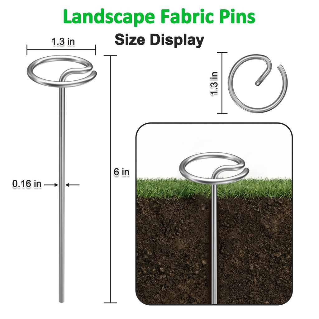 Heavy Duty Landscape Staples, 50 Pack 6-Inch G-Shaped Thickened Galvanized Garden Fabric Staples,Rust-Resistant Ground Cover Pins for Weed Barrier, Erosion Control & Landscaping Projects