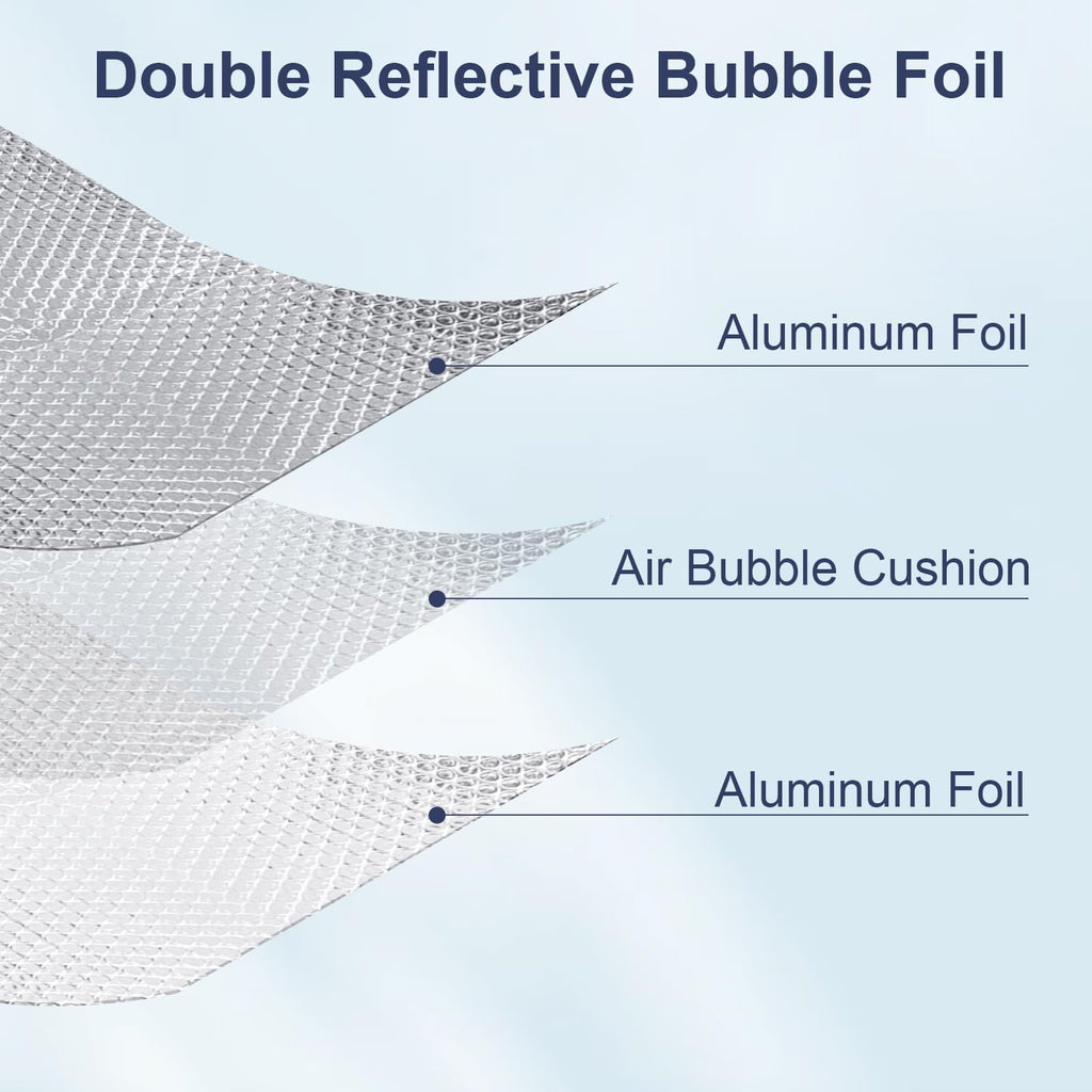 DGSL Double Reflective Bubble Foil Insulation Foam, 47IN X 15FT Window Insulation for Summer Heat Reflective Window Film for Window, Garage Door, RV, Roof