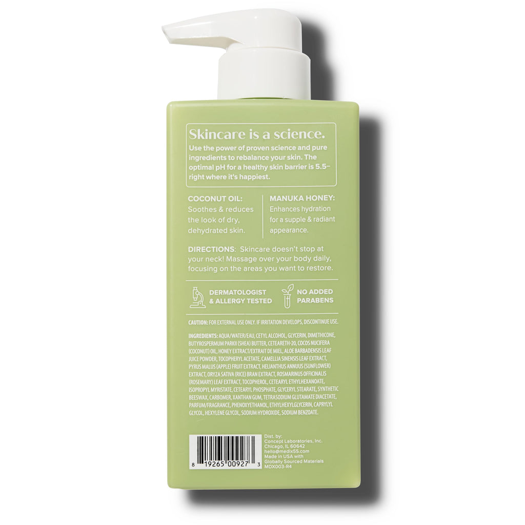 Medix 5.5 Men & Women Coconut Body Lotion + Manuka Honey Cream | Natural Coconut Oil Lotion | Moisturizer Cream Body Butter Skin Care Balm | Stretch Marks, Cellulite, & Dry Skin |15 Fl Oz