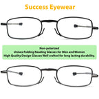 Success Eyewear Reading Glasses 2 Pair Black and Gunmetal Readers Compact Folding Glasses for Reading for Men and Women Case Included Bundle: Set of Black and Gunmetal With 2 Cases 1.5