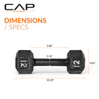 CAP Barbell Cast Iron Hex Dumbbell, Black, Single, 12 lb