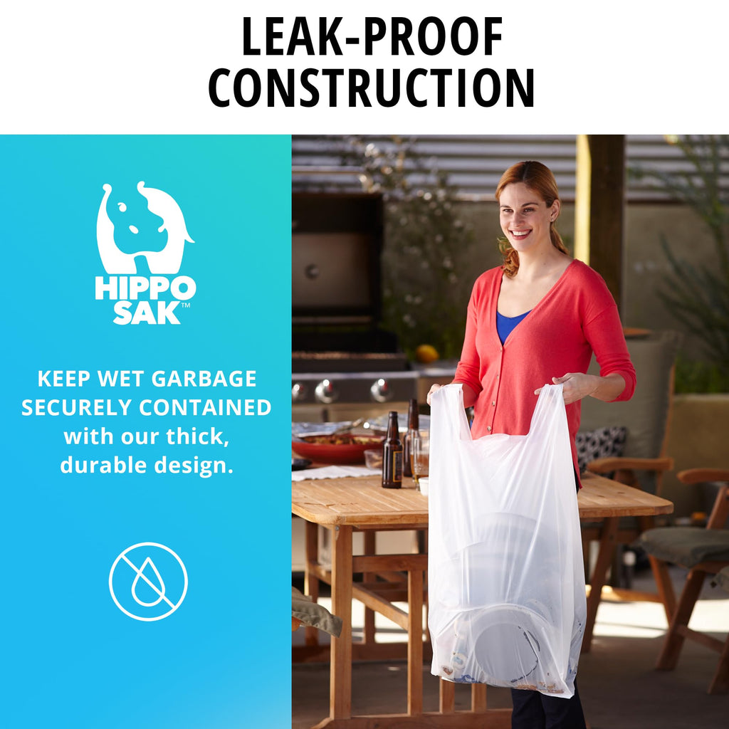 Hippo Sak - Kitchen Trash Bags 13 Gallon - Garbage Bags with Handles - 45 Count