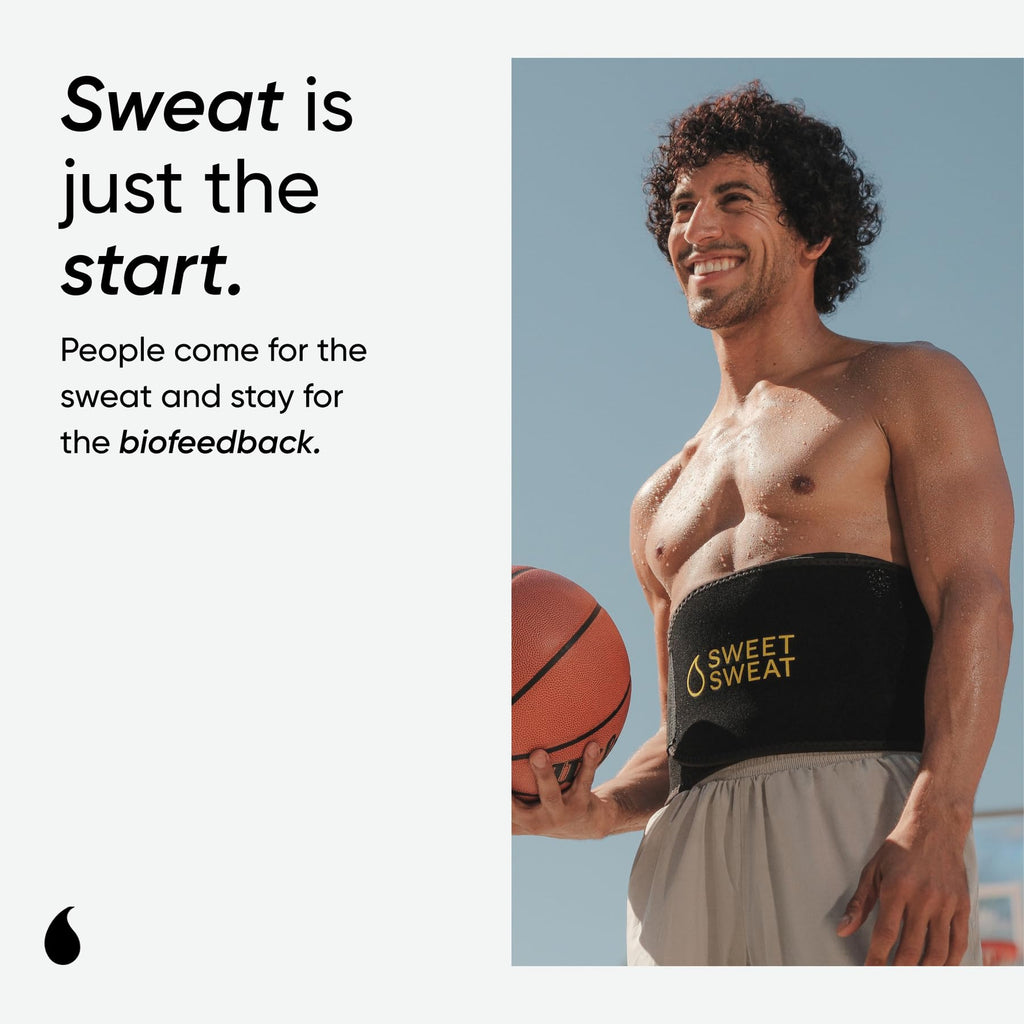 Sports Research Sweet Sweat Waist Trimmer (Core Series) - Premium Sweat Enhancing Fitness Band for Women & Men - Adjustable Fit �� Latex-Free Neoprene - Yellow Logo, Medium