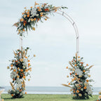Sunexinlo Garden Arch Trellis with Base, 5.3'W x 7.6'H or 7.9'W x 6.3'H Wedding Arch, Metal Garden Trellis for Climbing Plants Outdoor Wedding Christmas Bridal Party Decoration, White
