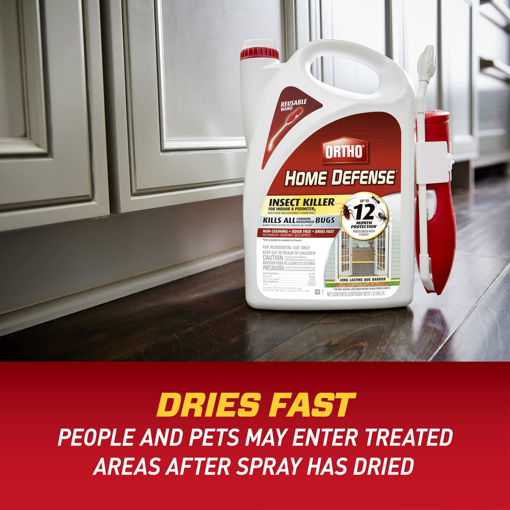 Ortho Home Defense Insect Killer for Indoor and Perimeter2 with Comfort Wand - Ready to Use Bug Spray, Kills Ants, Cockroaches & Spiders, 1.33 gal.