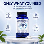 Nattokinase 10800 Fu, Ultimate Nattokinase 10800 Fu, Organic Nattokinase Supplement 10800 Fu, Vegan Capsules Gluten-Free, Supports Daily Health, 2 Capsules Daily, 60 Capsules