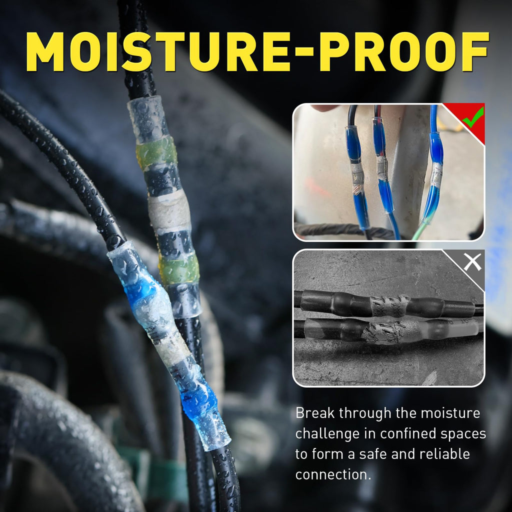 haisstronica 120 PCS Solder Seal Wire Connectors with Mini Heat Gun Kit, Waterproof Heat Shrink Wire Connectors, 10-26 AWG Solder Stick Wire Connectors for Automotive, Marine & Wiring Repair