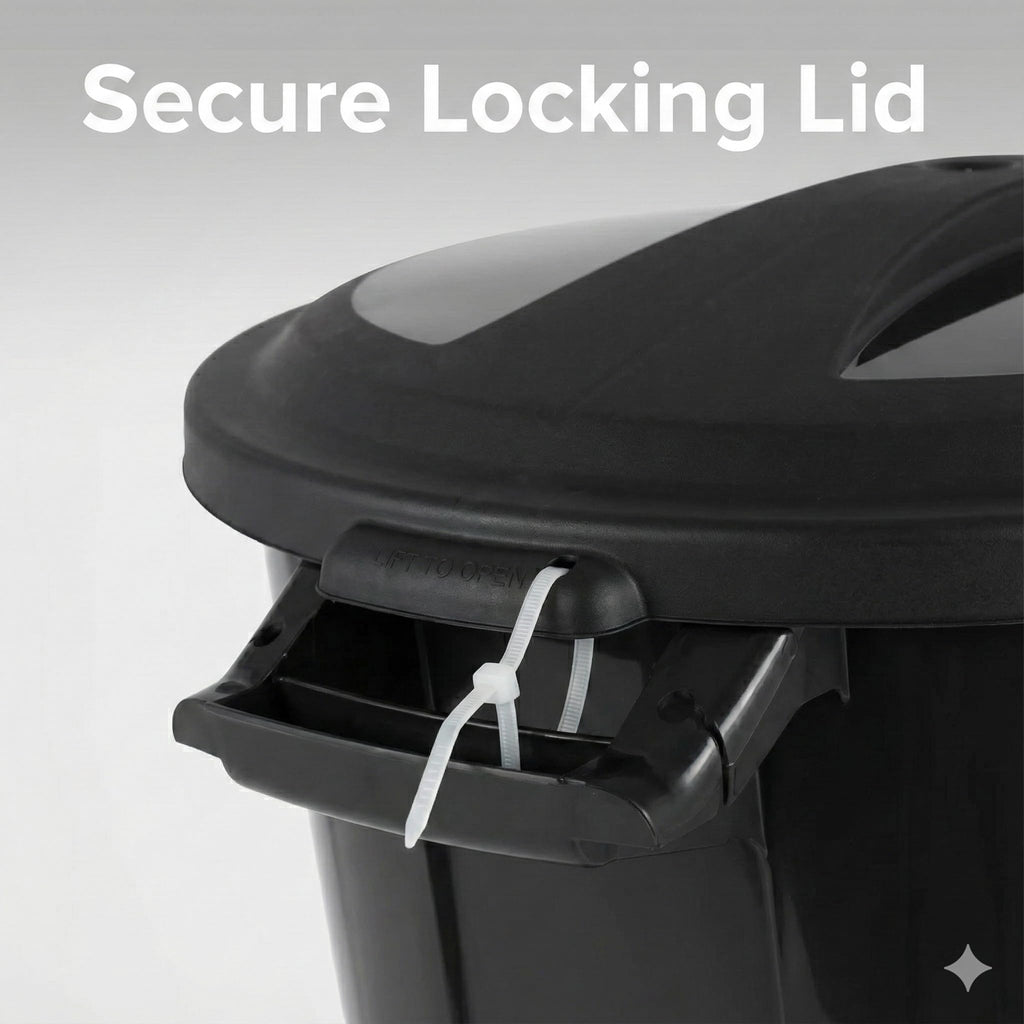20 Gallon Heavy Duty Trash Can with Secure Click-Lock Lid – Durable All-Weather Plastic Garbage Bin for Outdoor Patio, Garage, Kitchen & Commercial Use – Black Utility Container