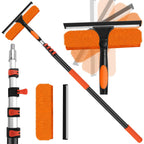 26FT High Window Cleaning Kit with Pole,2 in 1 Window Squeegee,5-20FT Professional Window Clean Pole Kit(2 Squeegee & 2 Microfibre Cloths),180°Rotatable Squeegee for Indoor/Outdoor High Windows