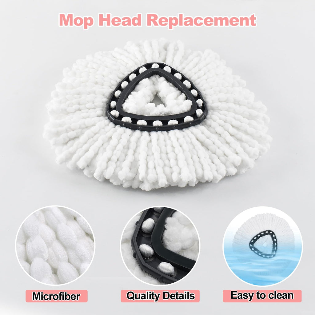 Mop Handle Mop Replace Heads and Mop Base Brush Replacement for O Cedar EasyWring 1-Tank System Include 3 Spin Mop Replacement Head, 4-Section Mop Handles, 1 Base and 1 Scrub Brush Combo