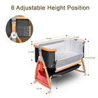 Komcot High Chair, Bedside Bassinet for Baby, 6 Height Adjustable Baby Bed, 3 in 1 Bassinet Bedside Sleeper with Wheels, Mosquito Net, Portable Bedside Crib for Infant/Baby/Newborn
