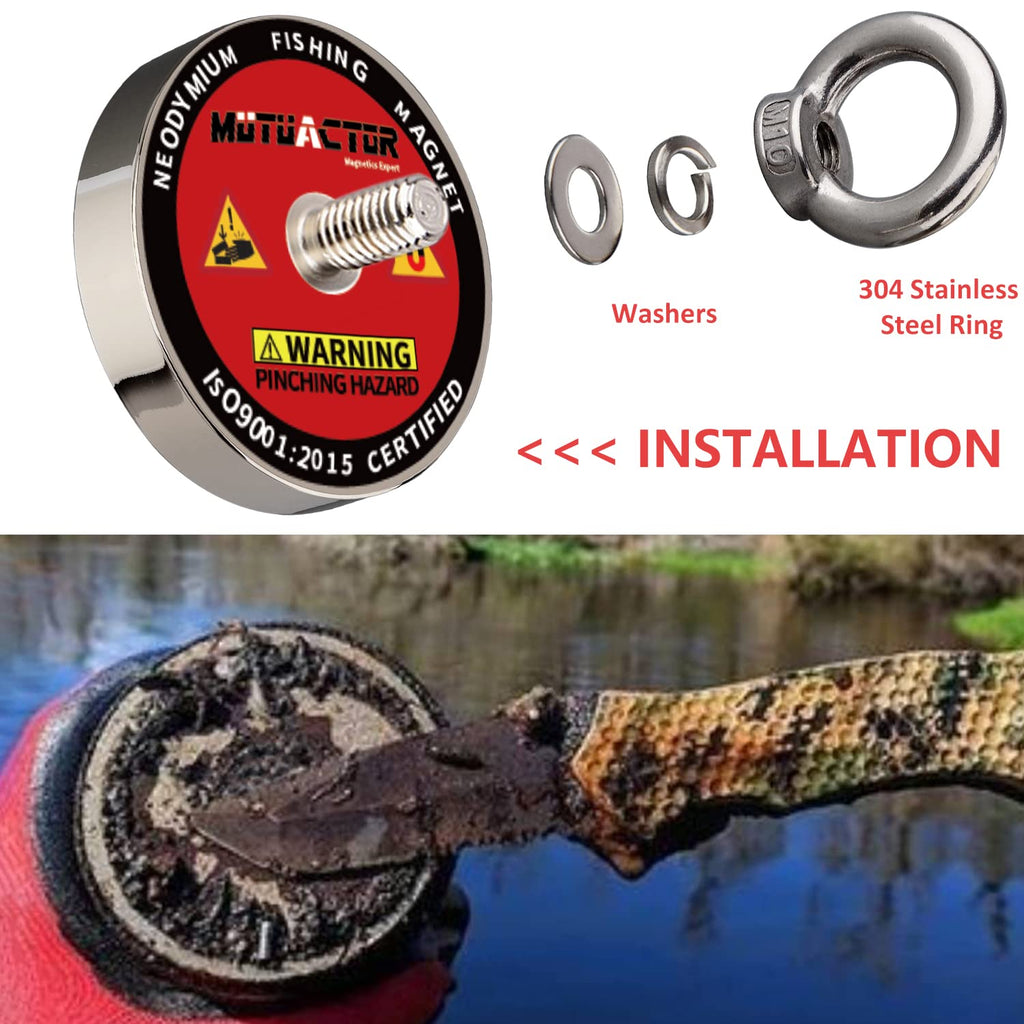 MUTUACTOR Fishing Magnets 700lbs Strong Pulling Force, Retrieval Magnet N52 Neodymium Magnets with 20m(66feet) Durable Rope, Φ2.95''Powerful Magnet for Fishing and Magnetic Recovery Salvage in Water