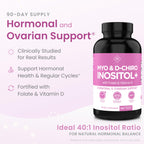 Optify Myo-Inositol & D-Chiro Inositol Supplement for Women | 40:1 Ratio Plus Folate and Vitamin D | Support Healthy Hormonal Balance, Regular Cycles, & Ovarian Health (360 Count (Pack of 1))