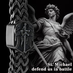leejory Saint Michael Men's Bracelet,Stainless Steel Archangel Michael Christian Bracelet,Black Adjustable Faith Jewelry Gifts for Husband Father Boyfriend on Birthday Valentines Day