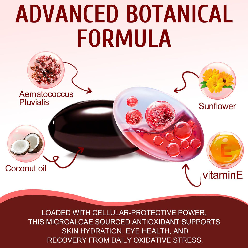 2 Pack Astaxanthin 12mg, Premium Astaxanthin Antioxidant Supplements with Antioxidant Activity, Supports Eye, Immune, Skin Health, Internal Circulation