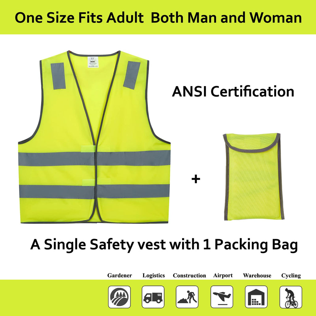 Lavori-AK Safety Vests 10 Pack - Yellow Reflective High Visibility Construction ANSI Class 2 Work Vest for Men,Woman,Hi Vis Vest Mesh and Neon Silver Strip