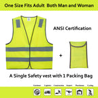 Lavori-AK Safety Vests 10 Pack - Yellow Reflective High Visibility Construction ANSI Class 2 Work Vest for Men,Woman,Hi Vis Vest Mesh and Neon Silver Strip