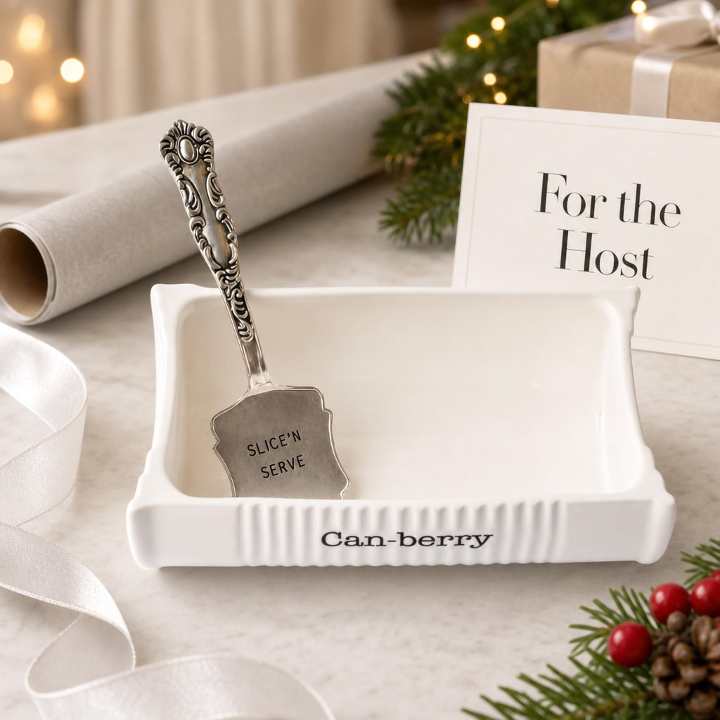 Mud Pie Can-Berry Ceramic Cranberry Serving Dish, Includes Spatula