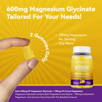 Magnesium Glycinate Gummies 600mg, Non-GMO, Gluten-Free, Magnesium Gummies for Adults & Kids, Sleep, Relaxation & Focus, Pineapple Flavor, 60 Count