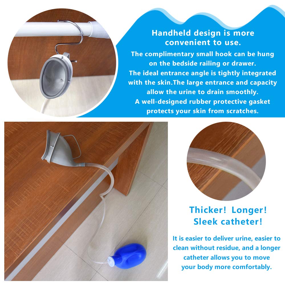 Urinals for Women Portable Leak-Proof Female urinals Ladies Urination Device 2000 ml Large Capacity Urine Cup for Old Women Urinary Incontinence Hospital beds Wheelchair (Blue)